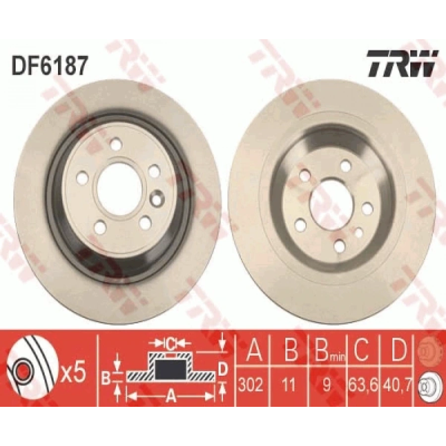 FREN DISKI ARKA [302 / 11-9 mm] TAKIM VOLVO S60/S80/V60 BM 11-