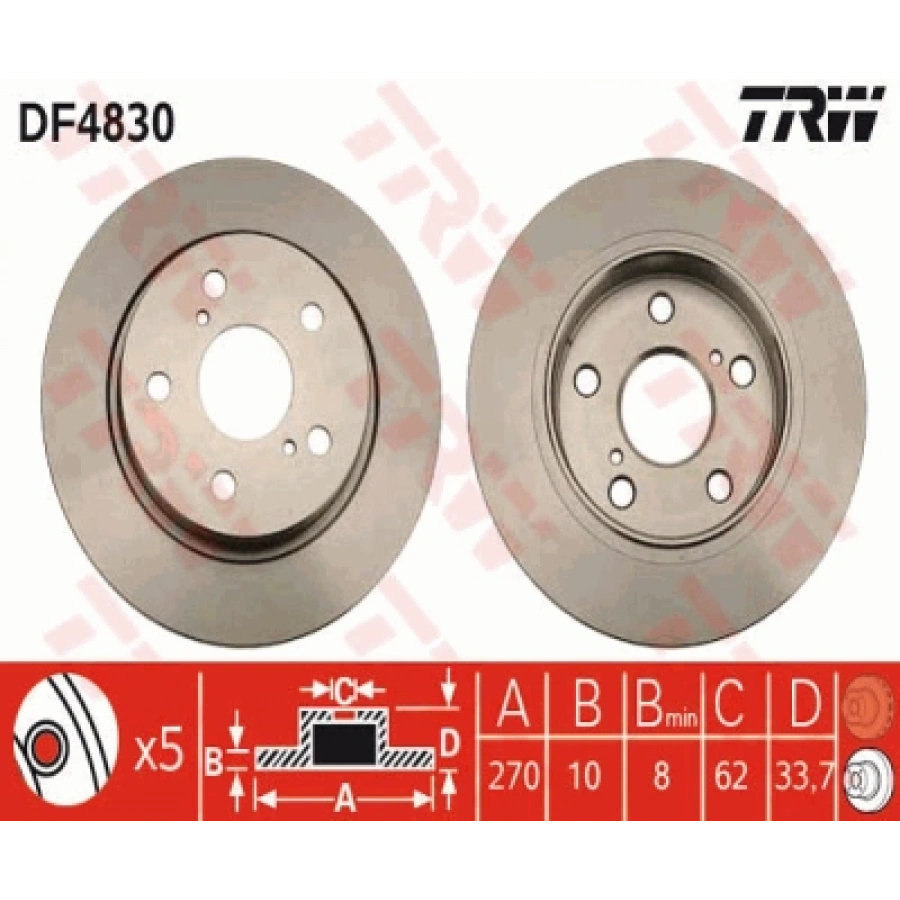 FREN DISKI ARKA . COROLLA (E15) : COROLLA (E18) 13-18 : AURIS (E15, E18) 07-18 1.4 D4D 07-12