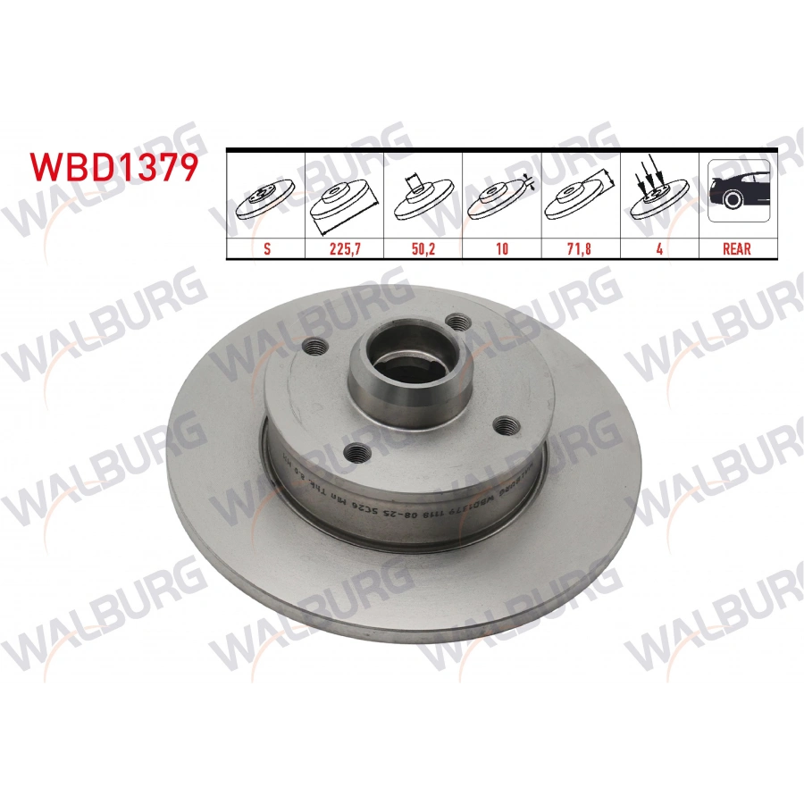 FREN DISKI ARKA DUZ KAPLAMALI 4 BJN 225,70X10X50,23X71,80 GOLF IV 1.6i-2.0 -1.9TDI 1997-2005/GOLF III 1.6-2.0GTI-1.9TDI 1991-1999/PASSAT 2.0-1.9TDI 1988-1997/CORDOBA 1.9 TDI 1999-2002/IBIZA II 1.9 TDI