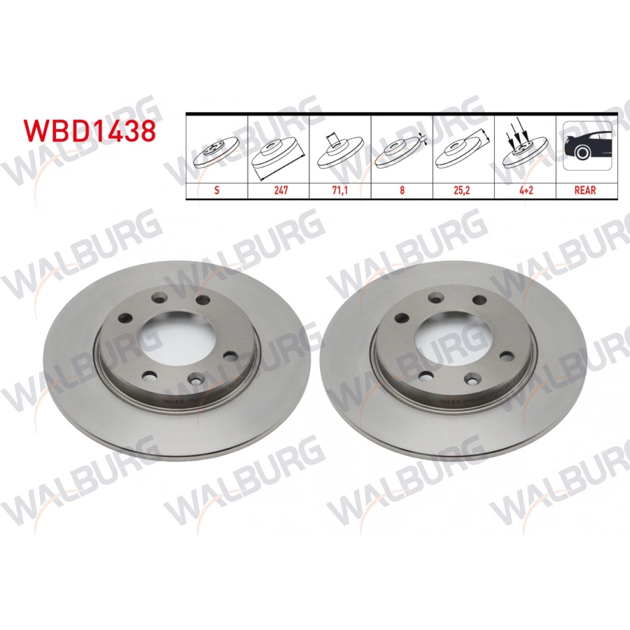 FREN DISKI ARKA DUZ KAPLAMALI 4 BJN 247X8X71,1X25,2 PEUGEOT 306 1.6i 1993-2002/ 106 GTI 1996-2005/ CITROEN XSARA 1.6i 1997-2005 - SAXO 1.6 VTS 1996-2004