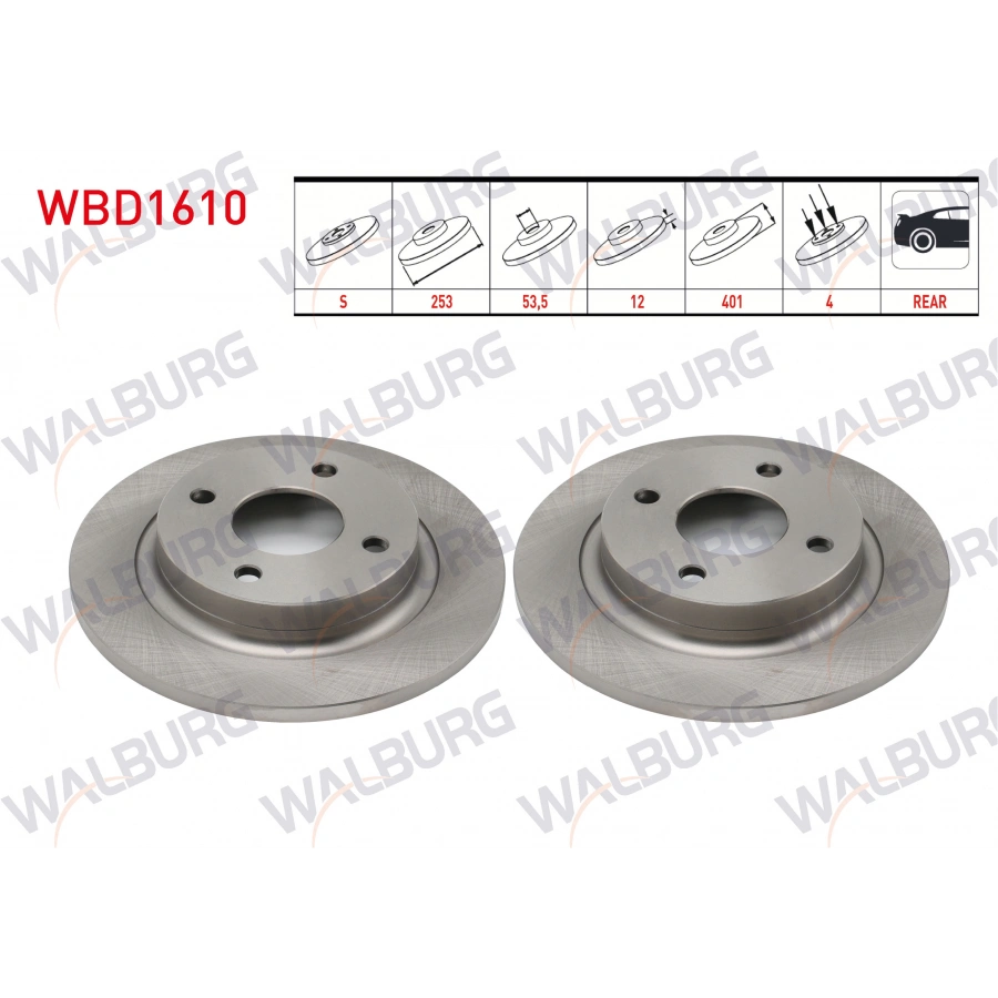 FREN DISKI ARKA DUZ 4 BJN 253X12X63,5X40,1 FORD FIESTA VII 1.0 EcoBoost - 1.1 TI-VCT - 1.5 TDCI 2017-