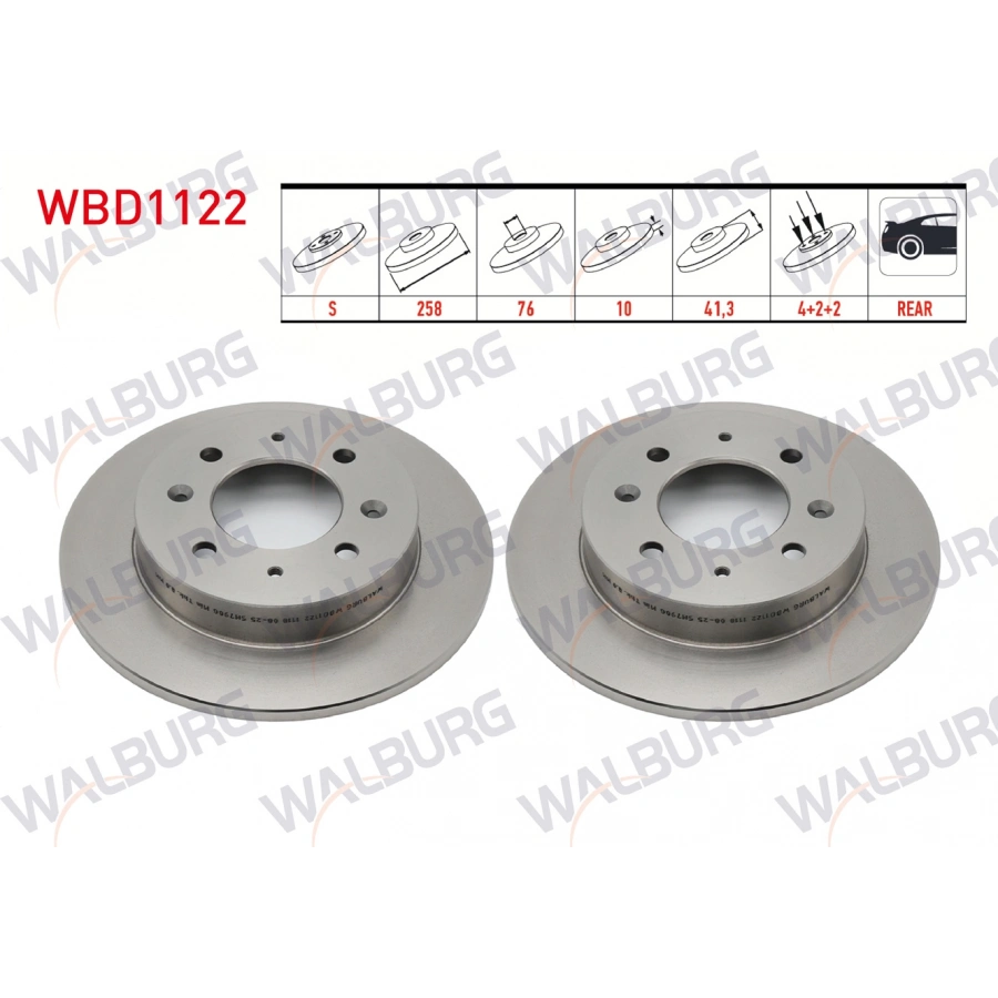 FREN DISKI ARKA DUZ 4 BJN 258X10X76X41,3 KIA CERATO (LD) 1.5 CRDI 2004-2012 / CERATO (LD) 1.6i 2004-2012