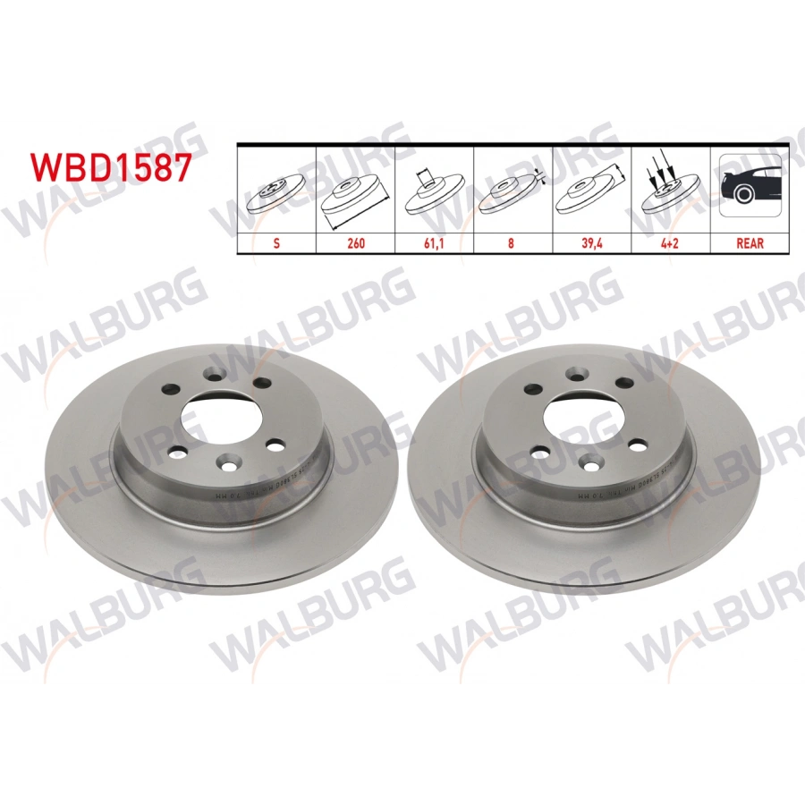 FREN DISKI ARKA DUZ 4 BJN 260X8X61,1X39,4 RENAULT CLIO V 1.0 Tce - 1.3 Tce - 1.5 BLUE DCI 2020-