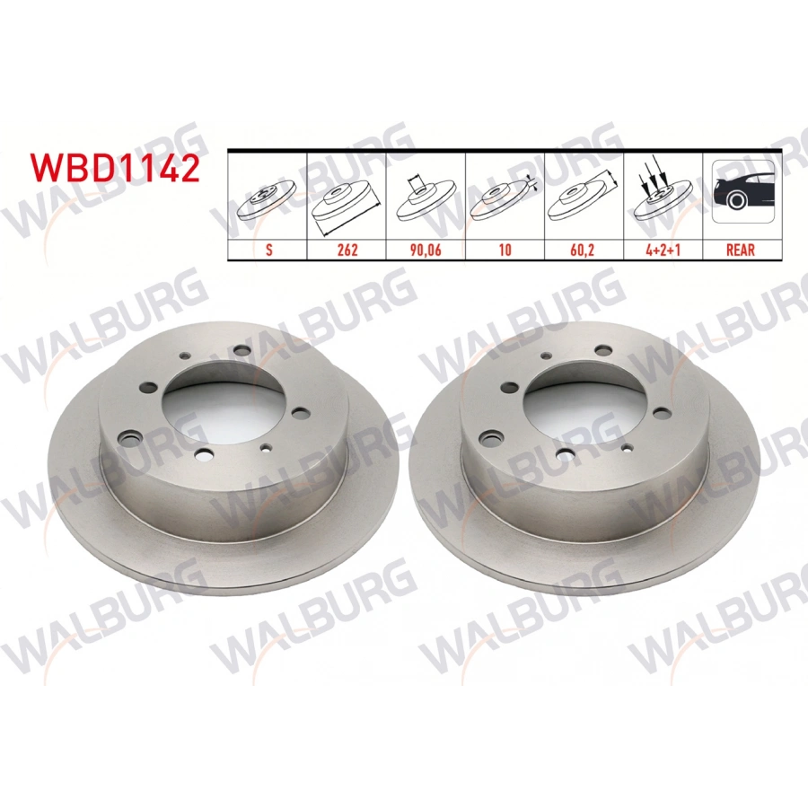 FREN DISKI ARKA DUZ 4 BJN 262X10X90,06X60,2 MITSUBISHI LANCER VII (CSA) 1.3 2003-2007 / LANCER VII (CSA) 1.6 4 2003-2007