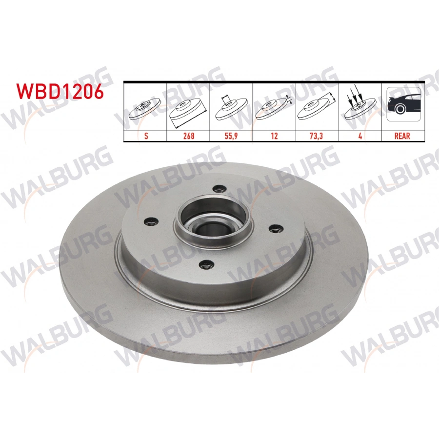 FREN DISKI ARKA DUZ 4 BJN 267,8X12X61,92x73,2 PARTNER TEPEE 1.6 HDI PORYA RULMANLI MANYETIK ABS OKUYUCULU 2008-/BERLINGO 1.6 HDI 2008-/C4 1.6 HDI - 1.6 VTI - 1.6 2009-/308 1.6 HDI 2007-2013