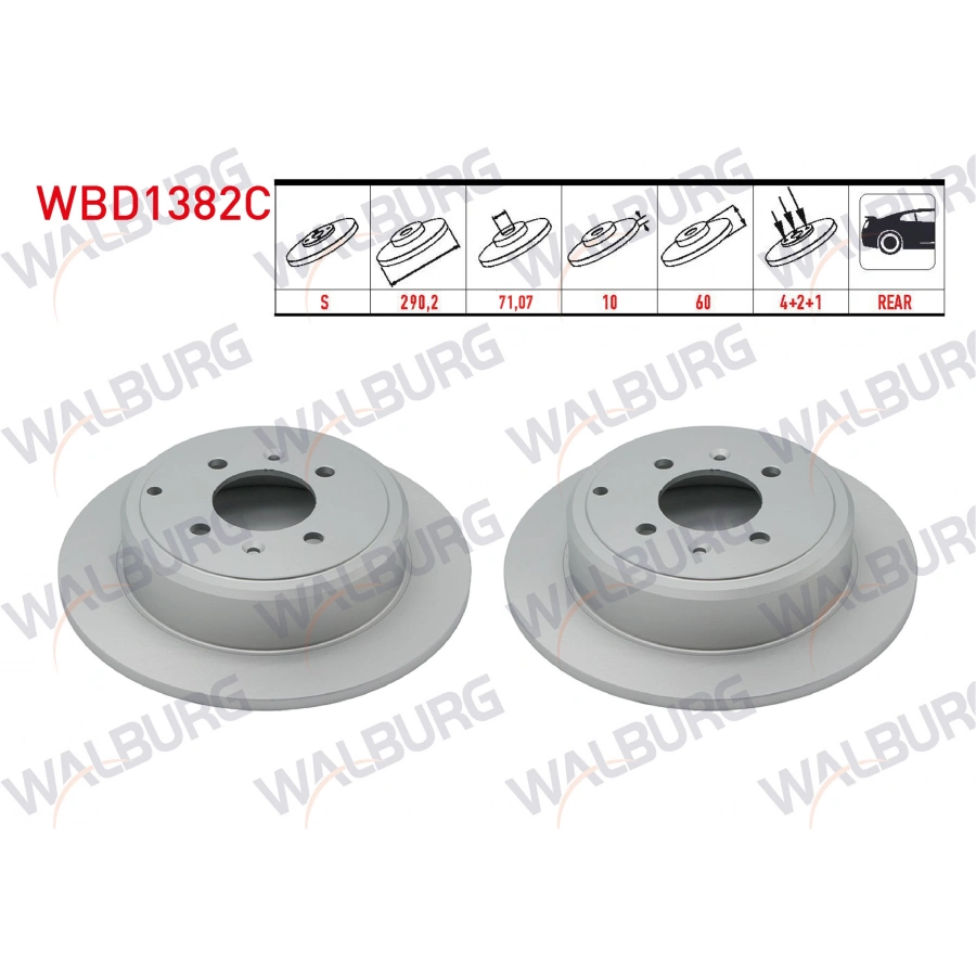 FREN DISKI ARKA DUZ KAPLAMALI 4 BJN 290,20X10X71,07X60 PEUGEOT 406 (8B) 2.0i 1995-2004 / 406 (8B) 1.8 1995-2004 / 406 (8B) 2.2 1995-2004 / 406 (8B) 3.0 V6 1995-2004