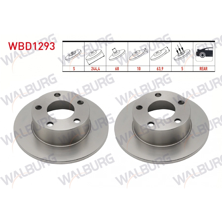 FREN DISKI ARKA DUZ KAPLAMALI 5 BJN 244,4X10X68X63,9 VOLKSWAGEN PASSAT 1.6-1.8-1.9 TDI 1996-2005/SKODA SUPERB 1.8 T-1.9 TDI-2.0 TDI 2010-2015/AUDI A6 2.0 - 2.5 TDI 1994-1997/AUDI 100 2.0 1982-1990