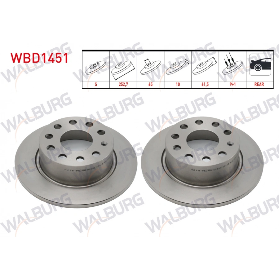 FREN DISKI ARKA DUZ 5 BJN 252,7X10X65X61,5 SKODA OCTAVIA (5E3) 1.0 TSI - 1.2 TSI - 1.4 TSI - 1.6 TDI 2012-