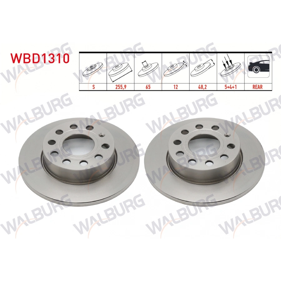 FREN DISKI ARKA DUZ 5 BJN 255,9X12X65X48,2 GOLF V-VI 1.4 TSI-1.6 TDI 2003-2013/CADDY III 1.6 TDI-1.9 TDI 2004-201/JETTA III 1.4 TSI-1.6i 2005-2010/TOURAN 1.4 TSI-1.6 TSI-2.0 TDI 2003-2010