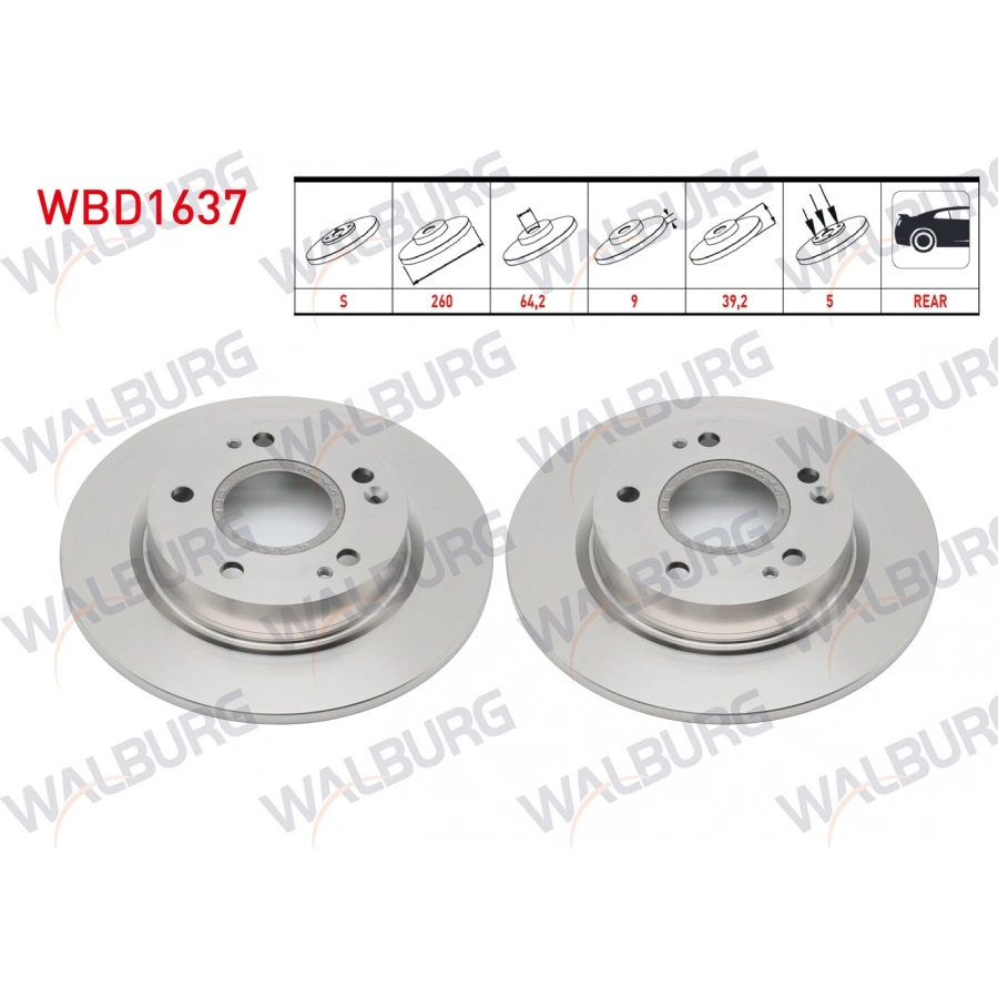 FREN DISKI ARKA DUZ 5 BJN 260X9X64,2X39,2 HONDA CIVIC X 2016-