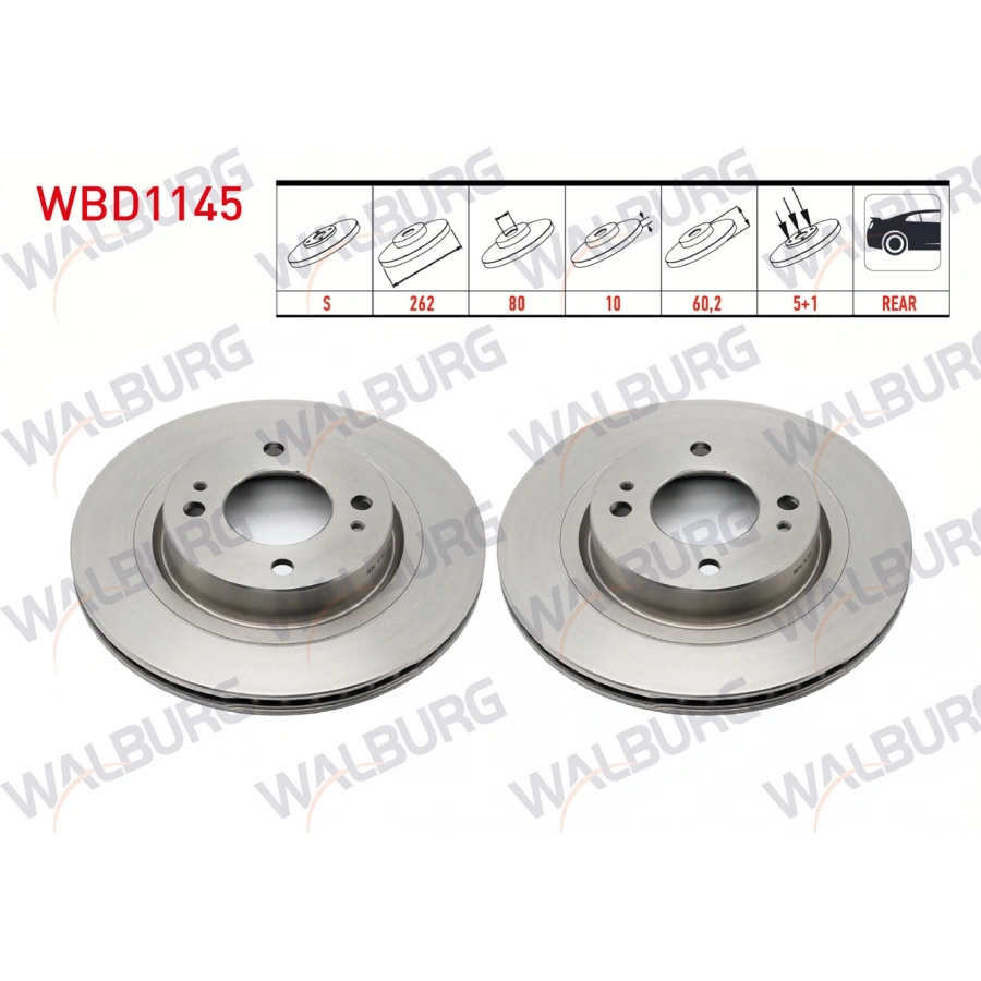 FREN DISKI ARKA DUZ 5 BJN 262X10X80X60,2 MITSUBISHI LANCER (CY,ZA) 2.0 2007- / LANCER (CY,ZA) 1.8 5 2007-
