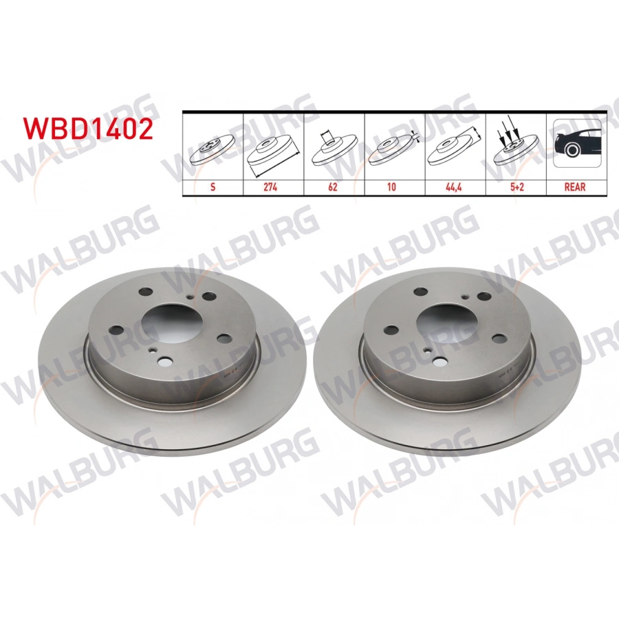 FREN DISKI ARKA DUZ 5 BJN 274X10X62X47,4 TOYOTA COROLLA 1.6 2019-