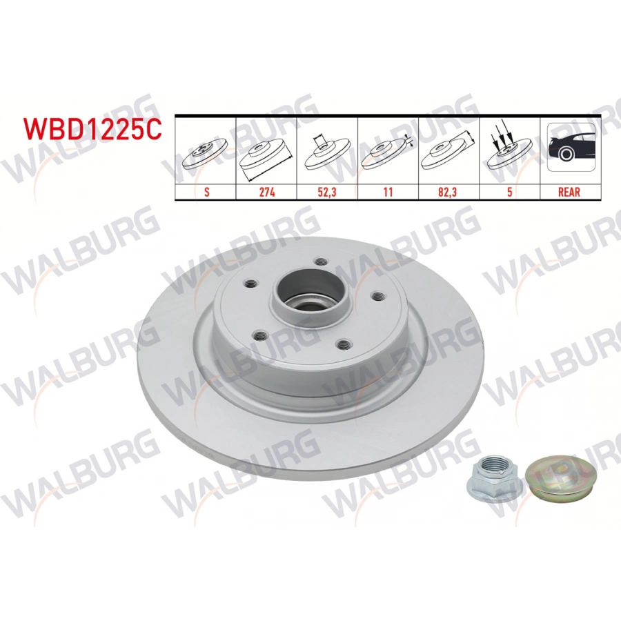 FREN DISKI ARKA DUZ KAPLAMALI 5 BJN 274X11X61,92X82 RENAULT LAGUNA II 1.6i 16v - 1.9 DCI - 2.0i 16V PORYA RULMANLI MANYETIK ABS OKUYUCULU 2001-2007