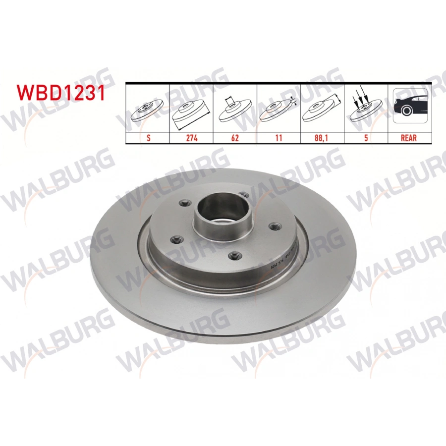 FREN DISKI ARKA DUZ 5 BJN 274X11X61,92X88,2 RENAULT KANGOO Express (FC0/1_) 1.5 DCI MANYETIK ABS HALKALI PORYALI RULMANLI 2008- / KANGOO (KW0/1) 1.5 DCI 2008-