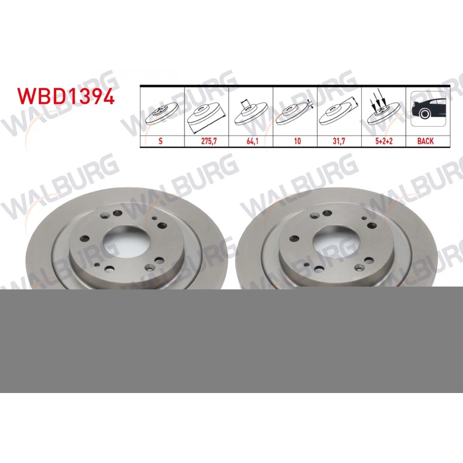 FREN DISKI ARKA DUZ 5 BJN 275,7X10X64,1X31,7 HONDA CIVIC IX 1.6 I-DTEC 16 JANT 2012-2016