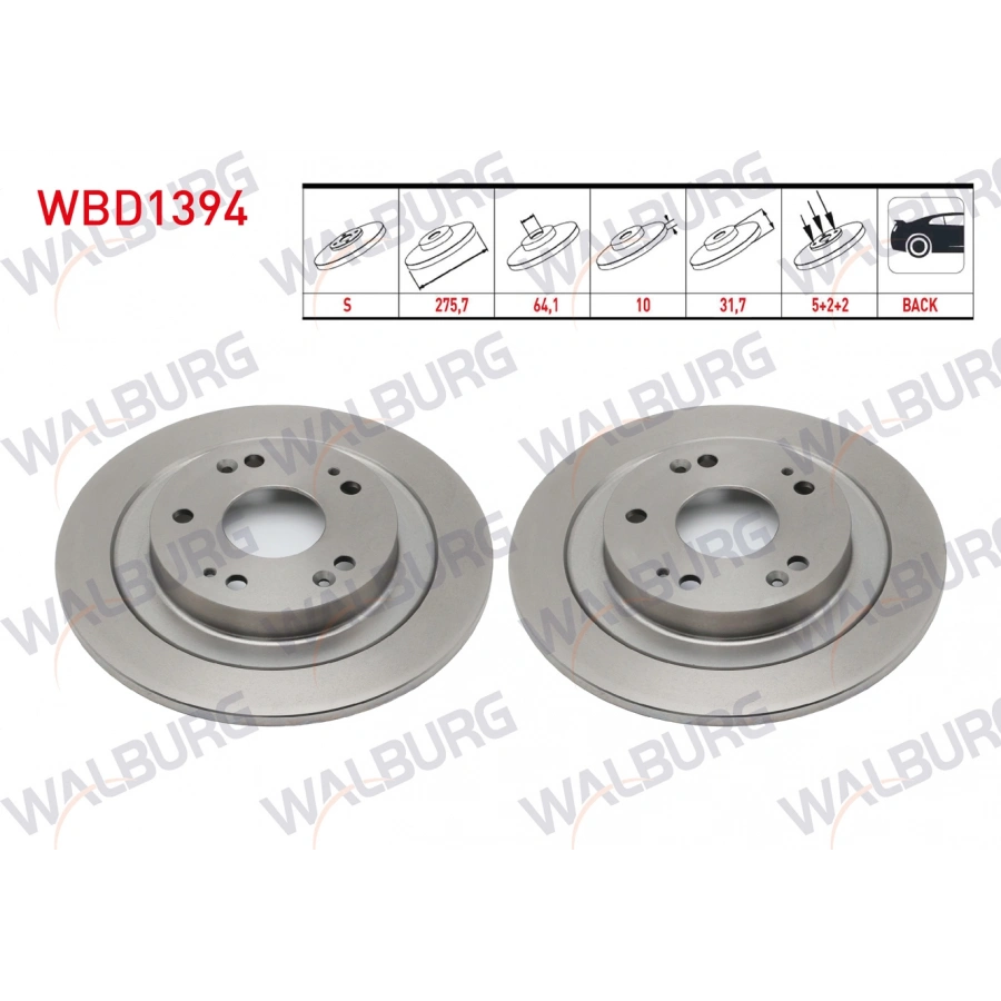 FREN DISKI ARKA DUZ 5 BJN 275,7X10X64,1X31,7 HONDA CIVIC IX 1.6 I-DTEC 16 JANT 2012-2016