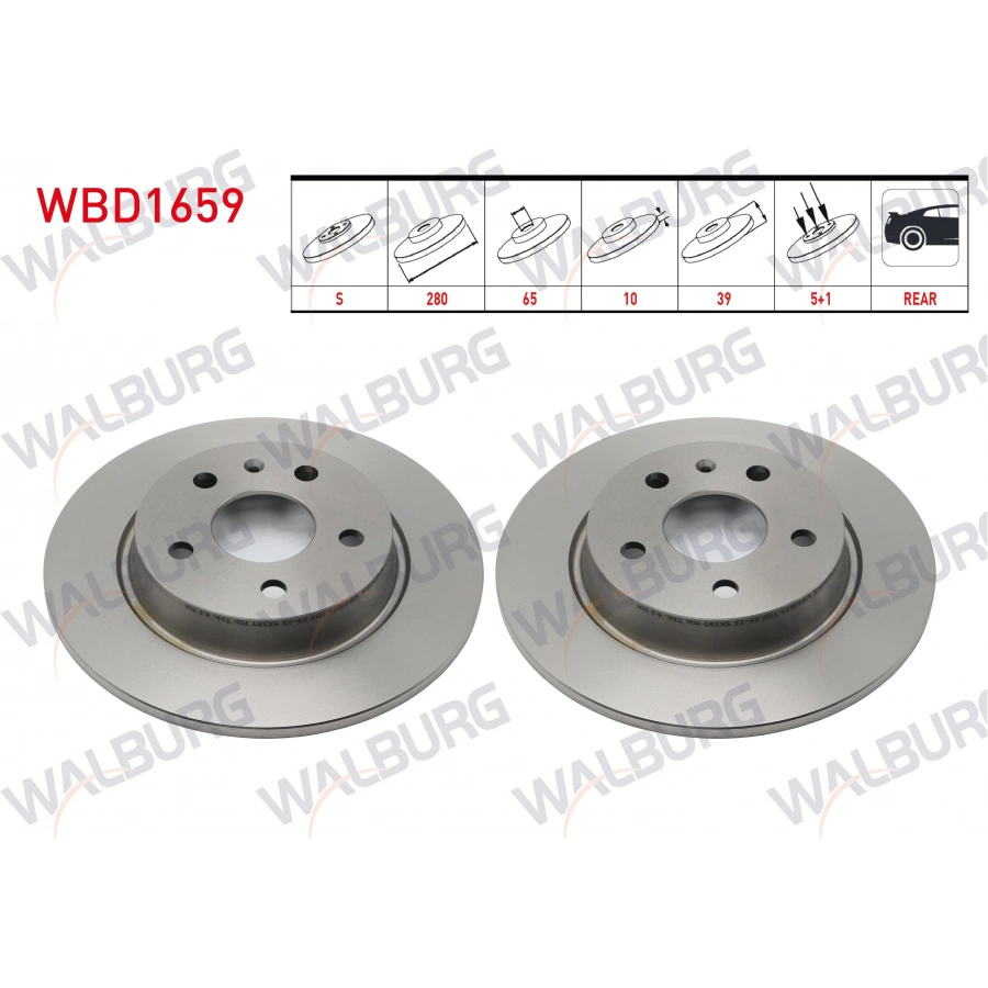 FREN DISKI ARKA DUZ KAPLAMALI 5 BJN 280X10X65X39 MG ZS SUV EV (CSA7001) 2019-