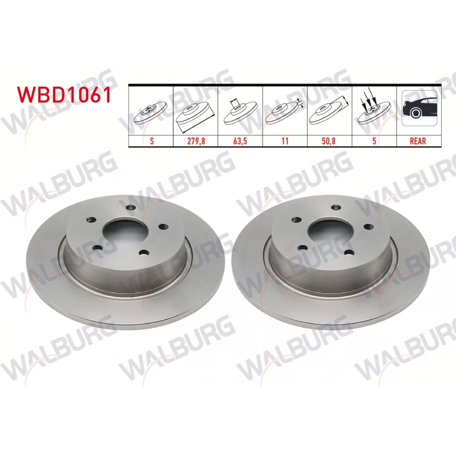 FREN DISKI ARKA DUZ 5 BJN 280X11X63,5X50.8 FORD KUGA II 1.6 16v - 2.0 TDCI 2013-/ C-MAX II 1.6i - 1.6 TDCI 2010-