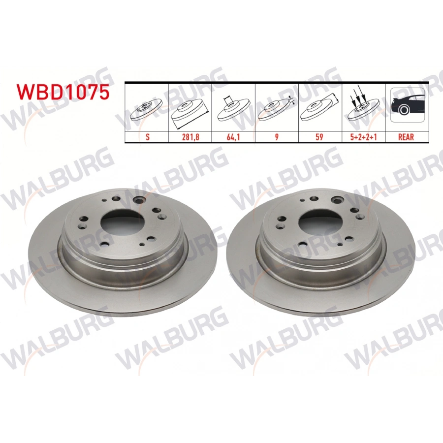 FREN DISKI ARKA DUZ 5 BJN 281,8X9X64,1X59 HONDA CR-V II 2.0i 2002-2006