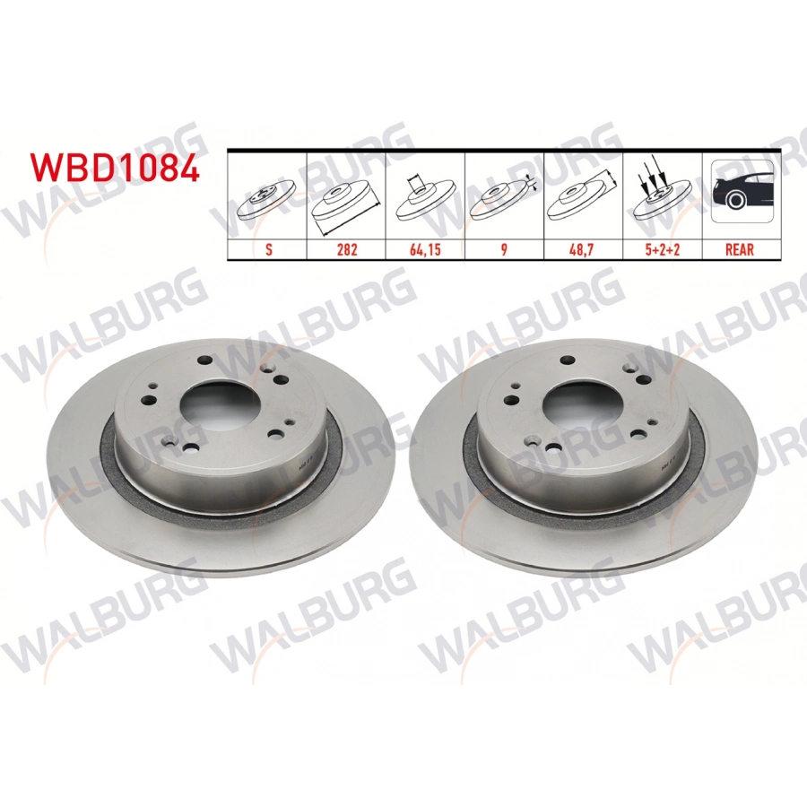 FREN DISKI ARKA DUZ 5 BJN 282X9X64X48,7 HONDA ACCORD VIII (CU) 2.0 I-VTEC 2008-