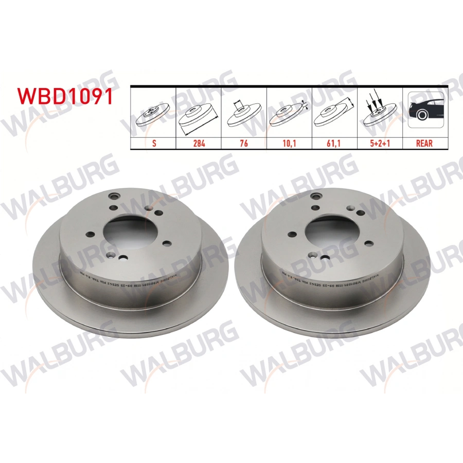 FREN DISKI ARKA DUZ 5 BJN 284X10,1X76X61,1 HYUNDAI TUCSON 2.0 CRDI 2004-2010 / IX35 (LM) 2.0 CRDI 4X4 18 JANT 2010-/ KIA SPORTAGE 2.0 CRDI 2004-2010/ SPORTAGE (SL) 2.0 - 1.6 GDI 2010-