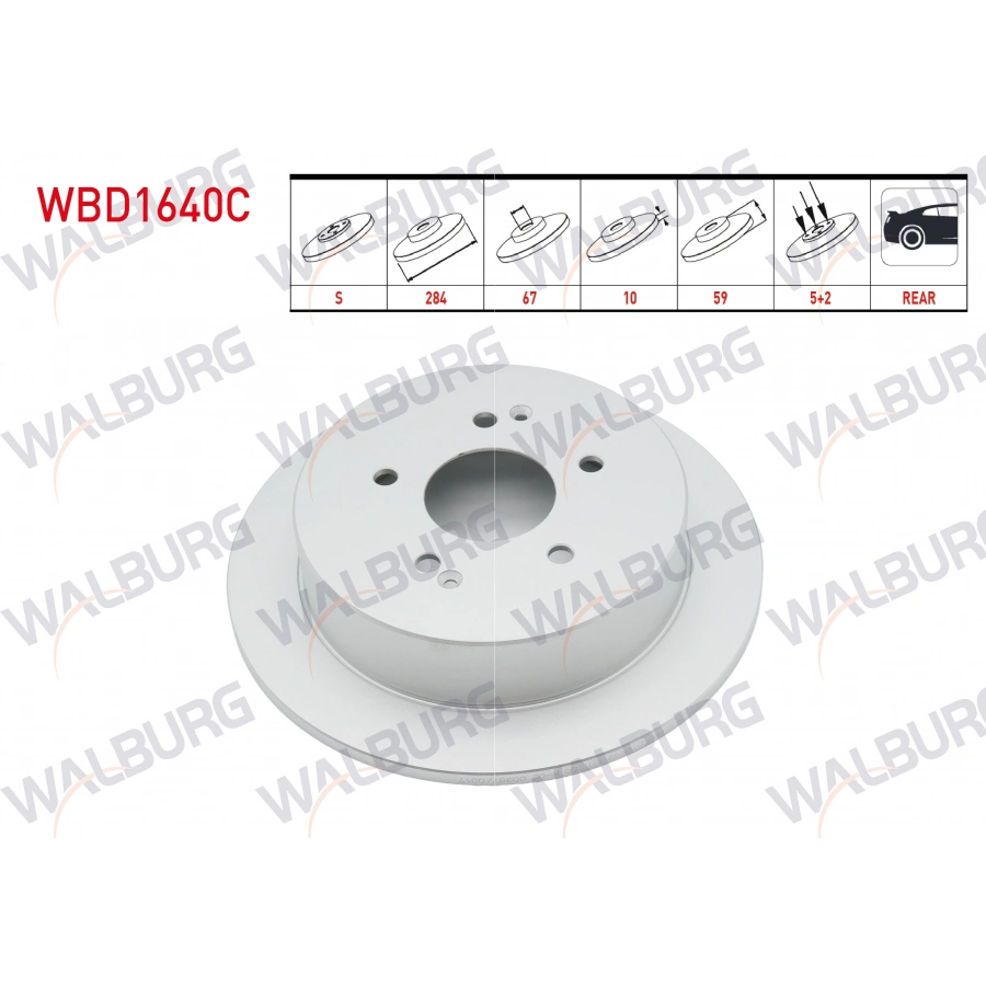 FREN DISKI ARKA DUZ KAPLAMALI 5 BJN 284X10X67X59 SSANGYONG KORANDO 2.0 4WD 2010-/ TIVOLI 1.6 XDI 4WD 2015-