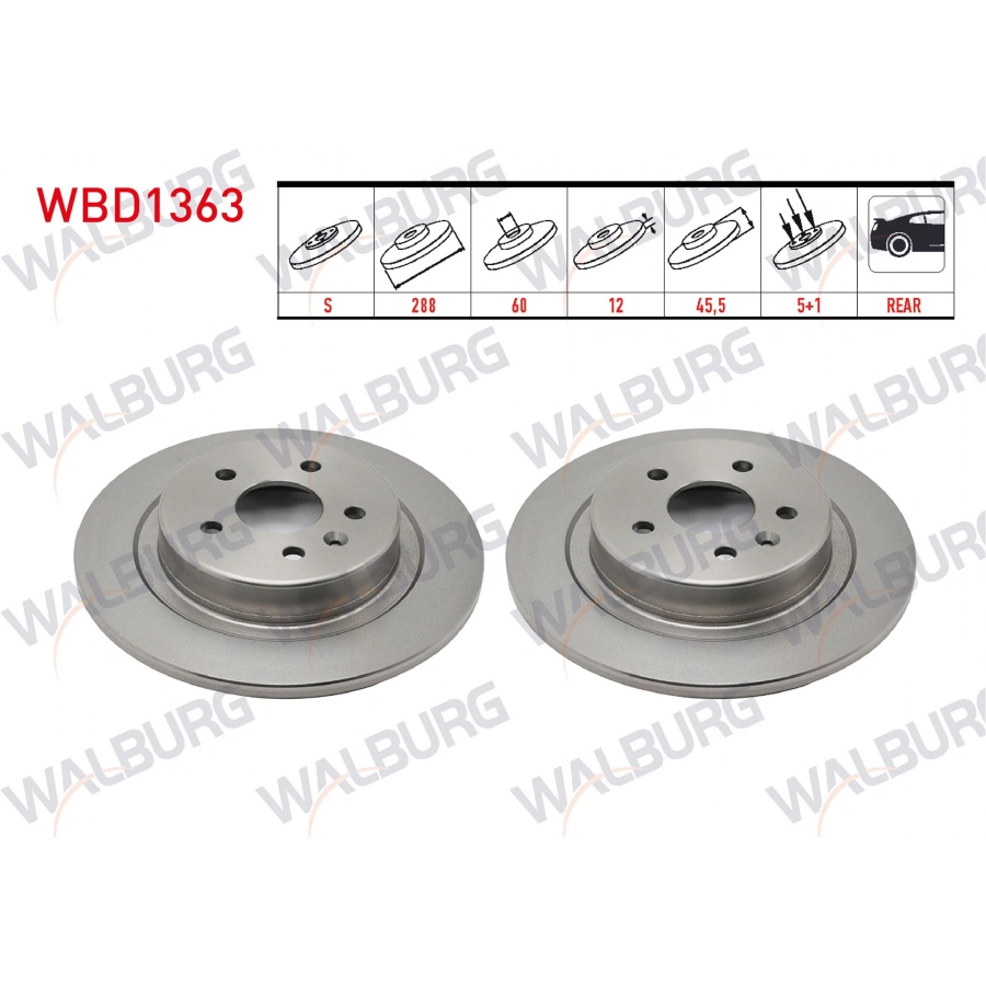 FREN DISKI ARKA DUZ 5 BJN 288X12X60X45,50 OPEL ASTRA K 1.6 CDTI -1.6i -1.4i 16 JANT 2015-