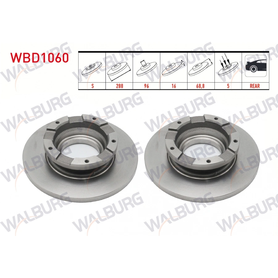 FREN DISKI ARKA DUZ 5 BJN 288X16X96X68,8 FORD TRANSIT CUSTOM (V362) 2.2 TDCI ABSLI 2012-/ TRANSIT (V363) 2.2 TDCI TEK TEKER ABSLI 2014-