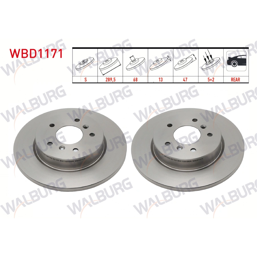 FREN DISKI ARKA DUZ 5 BJN 289,5X13X68X47 NISSAN QASHQAI 1.6 DCI - 1.5 DCI - 1.2 DIG-T 2014-/ X-TRAIL 1.6 DCI 2013-/ RENAULT KADJAR 1.5 DCI - 1.6 DCI - 1.2 Tce 2015-/ MEGANE IV 1.6 DCI 2016-