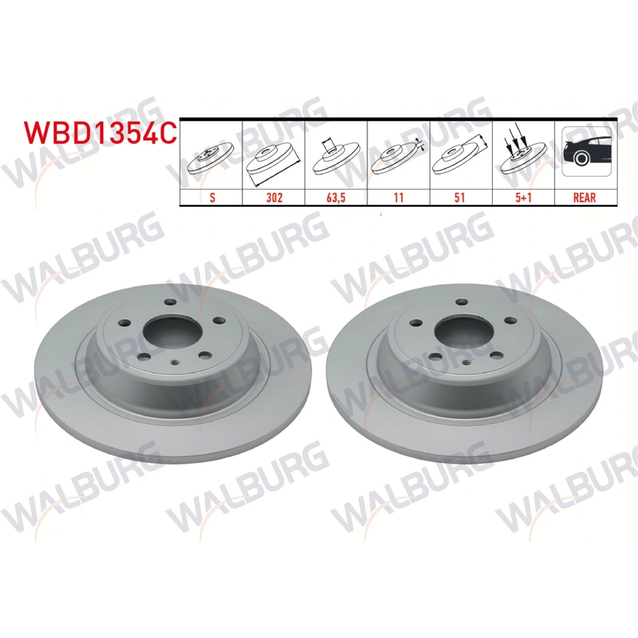 FREN DISKI ARKA DUZ KAPLAMALI 5 BJN 302X11X63,5X51 FORD MONDEO V 1.6 TDCI 2014- / MONDEO V 1.5 EcoBoost 2014- / MONDEO V 2.0 TDCI 2014-