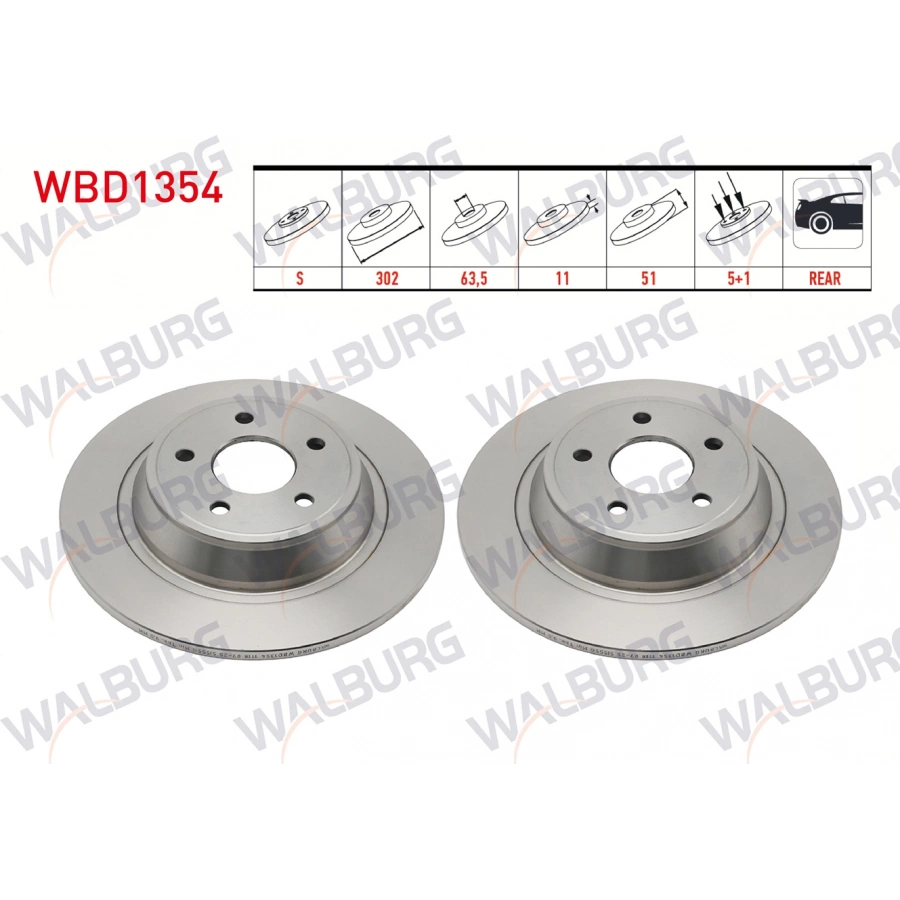 FREN DISKI ARKA DUZ KAPLAMALI 5 BJN 302X11X63,5X51 FORD MONDEO V 1.6 TDCI 2014- / MONDEO V 1.5 EcoBoost 2014- / MONDEO V 2.0 TDCI 2014-