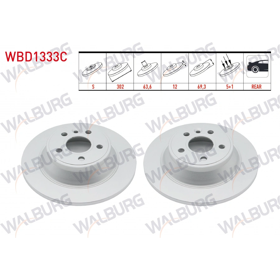 FREN DISKI ARKA DUZ KAPLAMALI 5 BJN 302X12X63,6X69,3 VOLVO S60 II T3-T4-T5-D3-D5-2.0T 2010-/S80 II D3-D5-T5-T6 2006-/V60 T6-T5-D3-D5-1.6D-2.0T 2010-/V70 III 2.0 T-1.6D-2.0D 2006-/XC70 II D3-D5-3.2i