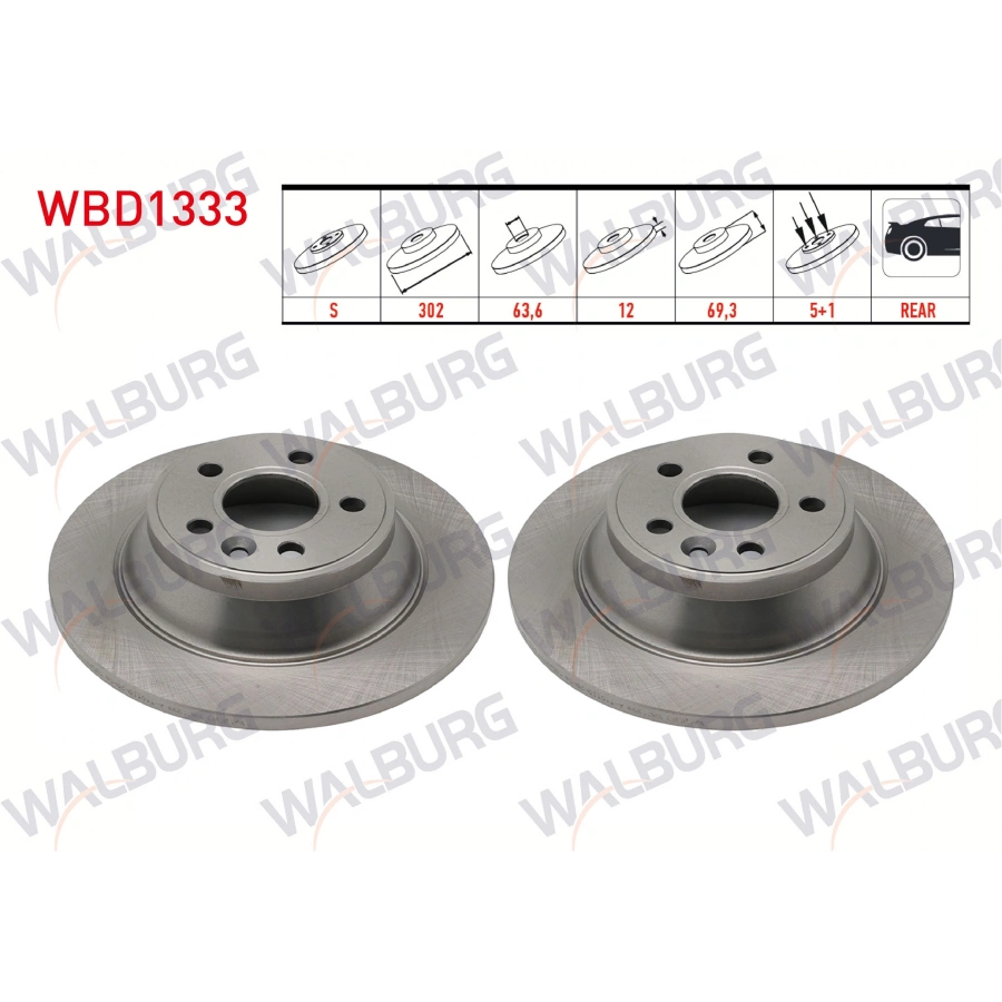 FREN DISKI ARKA DUZ KAPLAMALI 5 BJN 302X12X63,6X69,3 VOLVO S60 II T3-T4-T5-D3-D5-2.0T 2010-/S80 II D3-D5-T5-T6 2006-/V60 T6-T5-D3-D5-1.6D-2.0T 2010-/V70 III 2.0 T-1.6D-2.0D 2006-/XC70 II D3-D5-3.2i