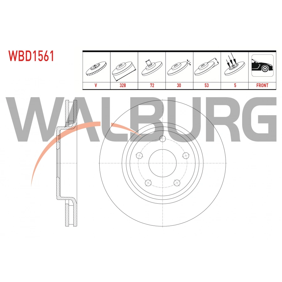 FREN DISKI ARKA DUZ 5 BJN 316X12X72X76,7 JEEP CHEROKEE 2.8 CRD 4X4 2008-2013/ DODGE NITRO 2.8 CRD 4X4 2007-