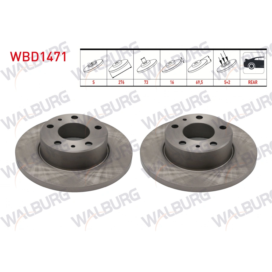 FREN DISKI ARKA DUZ ABSLI 52 DIS 5 BJN 276X16X7369,5 IVECO DAILY III (35S15–35S18) 2.8 D 1999-2006