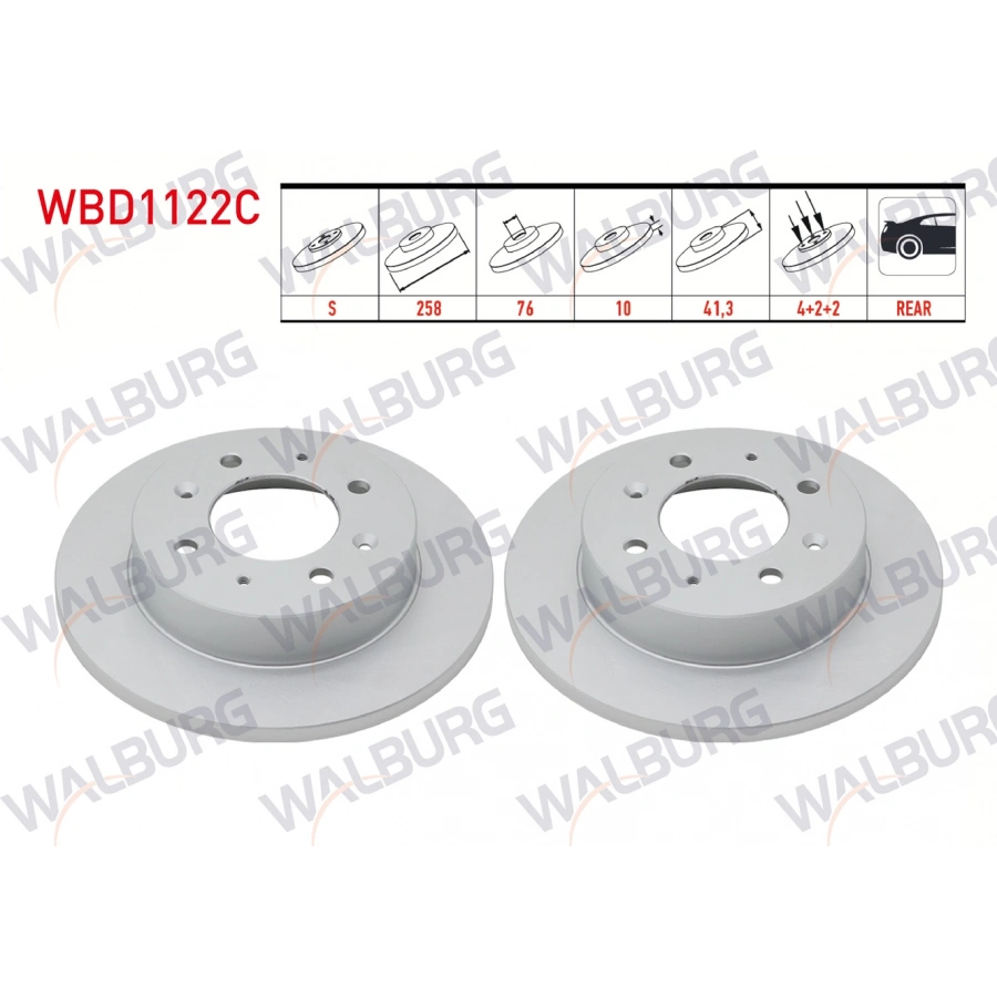 FREN DISKI ARKA DUZ KAPLAMALI 4 BJN 258X10X76X41,3 KIA CERATO (LD) 1.5 CRDI 2004-2012 / CERATO (LD) 1.6i 2004-2012
