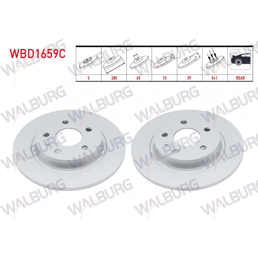 FREN DISKI ARKA DUZ KAPLAMALI 5 BJN 280X10X65X39 MG ZS SUV EV (CSA7001) 2019-
