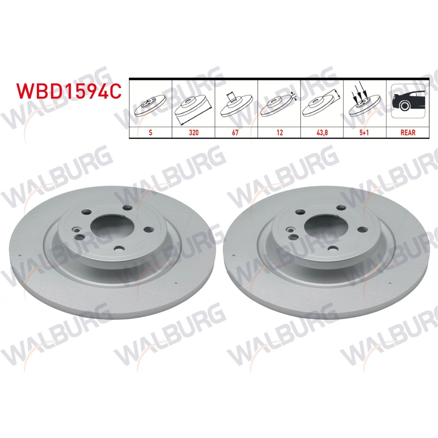 FREN DISKI ARKA DUZ KAPLAMALI 5 BJN 320X12X67X43,8 MERCEDES A (W177) 180 - 180 d 200 2018- / CLA (C118) 180 d - 200 2019- / B (W247) 180 - 180 d 2019- / GLA (H247) 200 2020- / GLB (X247) 200 2020-