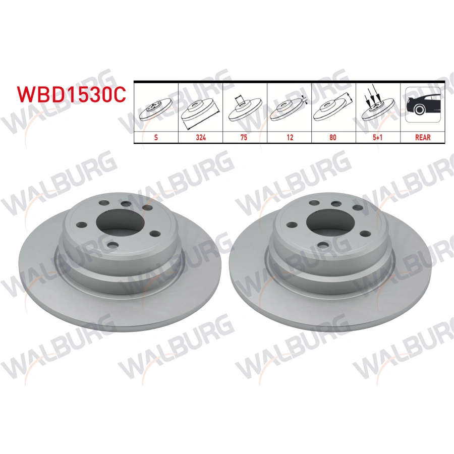 FREN DISKI ARKA DUZ KAPLAMALI BMW X5 (E53) 3.0 D 5 BJN 324X12X75X80 2000-2007