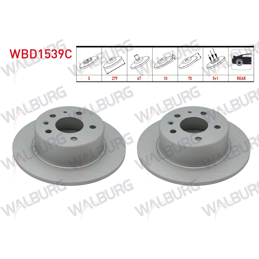 FREN DISKI ARKA DUZ KAPLAMALI MERCEDES S SERISI (W126) 380 SE 5 BJN 279X10X67X70 1981-1991