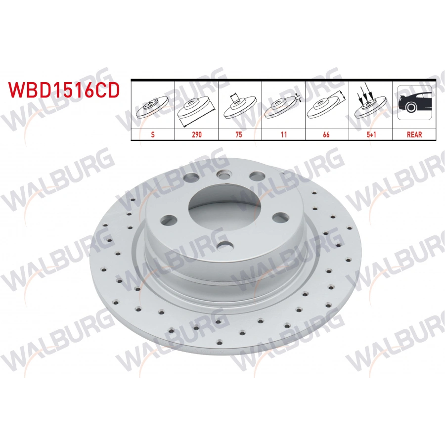 FREN DISKI ARKA DUZ KAPLAMALI PERFORMANS DELIKLI BMW 1 SERISI (F20,F21) 116 D 5 BJN 290X11X75X66 2010-