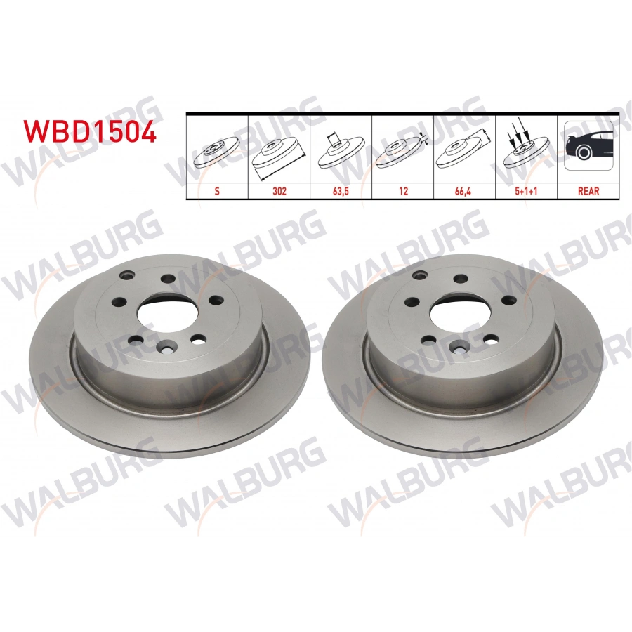 FREN DISKI ARKA DUZ LAND ROVER FREELANDER II (FA) 2.2 TD4 5 BJN 302X12X63,5X66,4 2006-2014