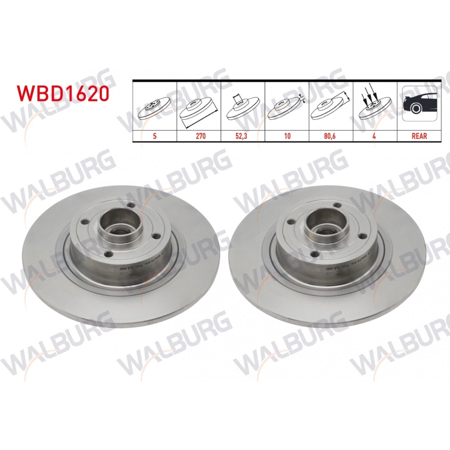 FREN DISKI ARKA DUZ RULMANLI PORYALI 4 BJN MANYETIK ABS OKUYUCULU 270X10X52,3X80,2 RENAULT MEGANE II SW 2003-2009/ SCENIC II 2003-2010