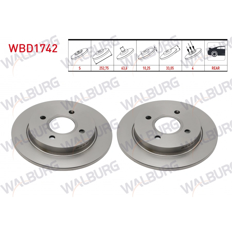 FREN DISKI ARKA FORD FOCUS 1998-2005 / FIESTA VI 2013- / SCORPIO 1994-1998 / SIERRA 1982-1993