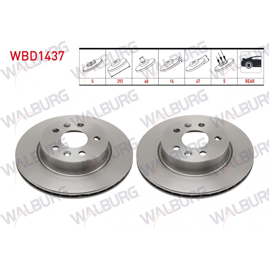 FREN DISKI ARKA HAVALI 5 BJN 292X16X68X47 NISSAN X-TRAIL 1.6 DCI 2014- / NISSAN QASHQAI J12 1.3 DIG-T 2021- / RENAULT KOLEOS 1.6 DCI - 2.0 DC I 2016- / AUSTRAL E-TECH 2022-