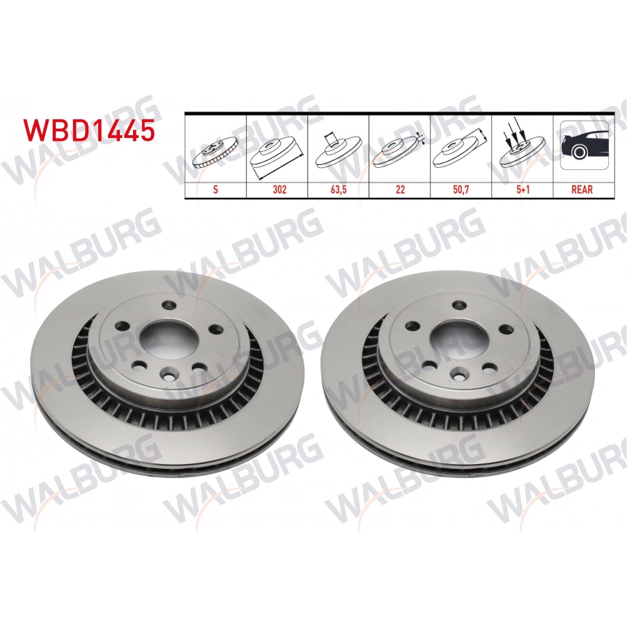 FREN DISKI ARKA HAVALI 5 BJN 302X22X53,5X50,7 VOLVO XC60 D3 - D4 - D5 - 2.4 D 2008-2017