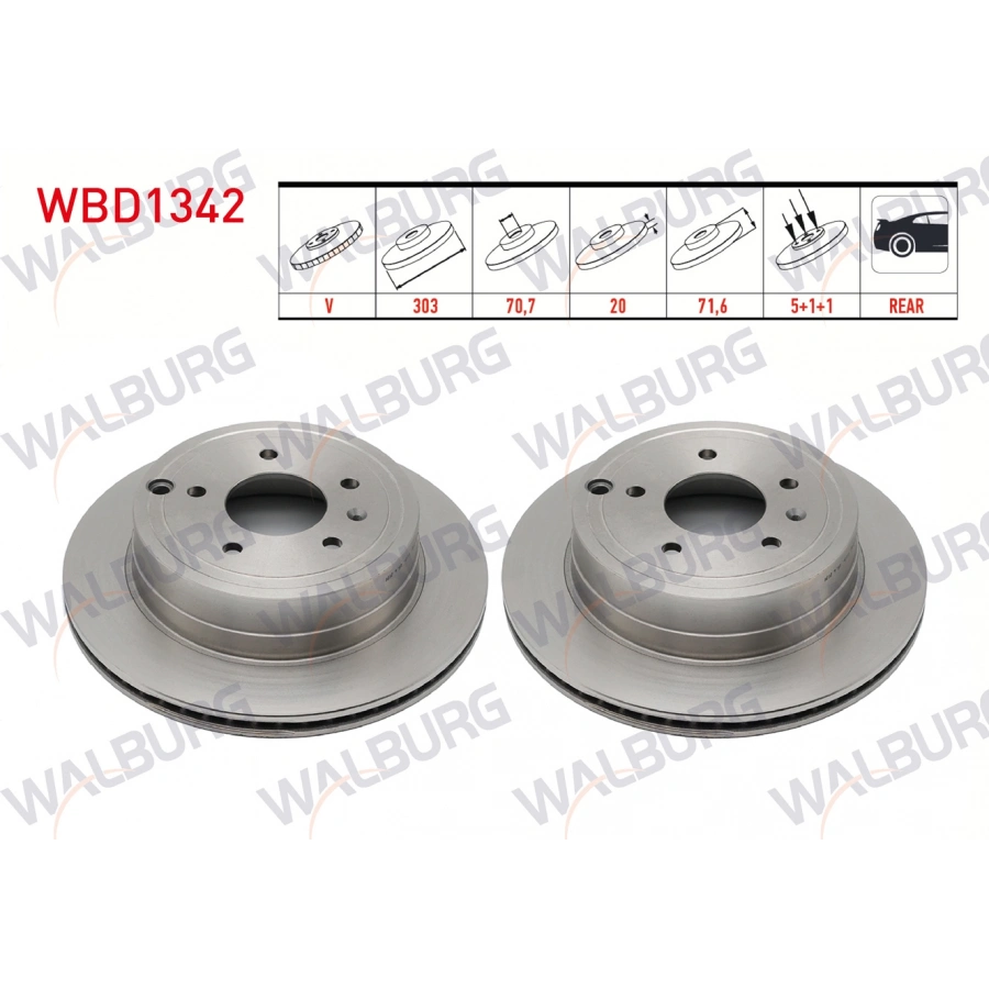 FREN DISKI ARKA HAVALI 5 BJN 303X20X70,7X71,6 CHEVROLET CAPTIVA (C100) 2.0 D 2006-2012 / OPEL ANTARA 2.0 CDTI 2007- / CAPTIVA (C140) 2.0 D 2012-2014