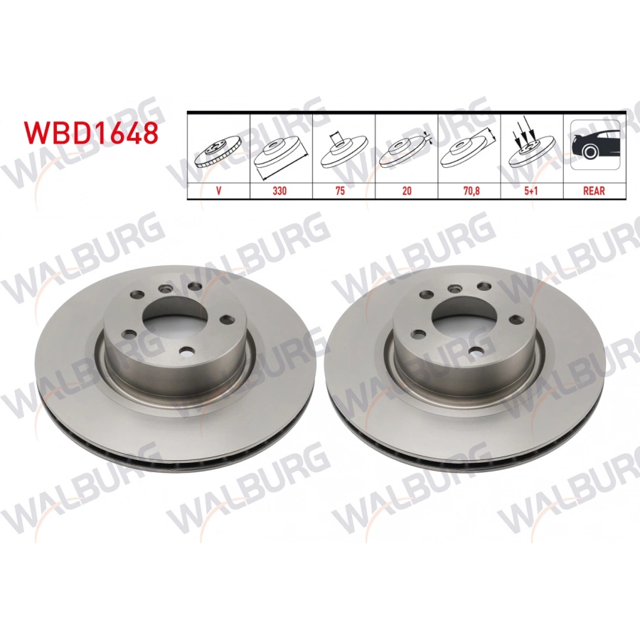 FREN DISKI ARKA HAVALI 5 BJN 330X20X75X70,8 BMW X3 (F25) 2010-2017 / X4 (F26) 2014-2018