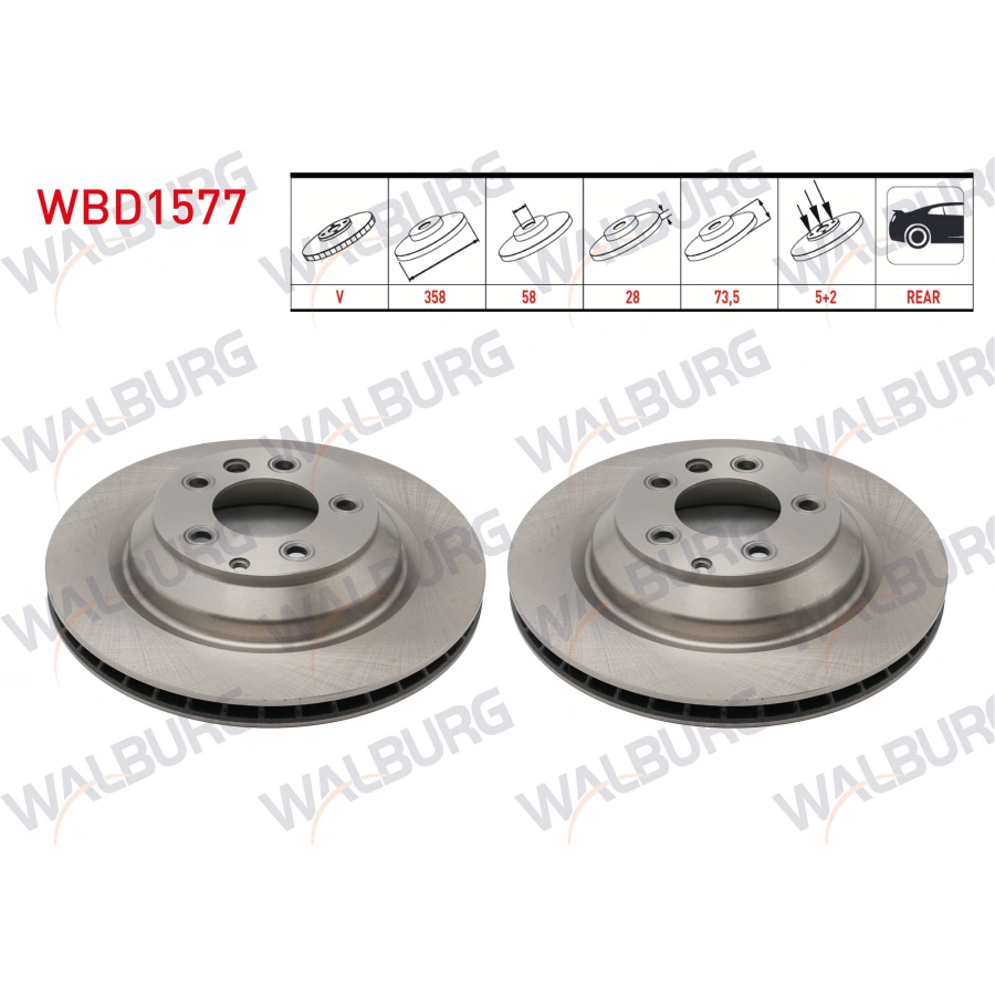 FREN DISKI ARKA HAVALI 5 BJN 358X28X85X73,5 PORSCHE CAYENNE 3.0 TDI - 3.2i 2002-2010/ CAYENNE 3.0 D - 3.0 S HYBRID 2010-/ AUDI Q7 3.0 TDI - 4.2 FSI 06-15/ VW TOUAREG 3.0 V6 TDI - 4.2 V8 2002-2010