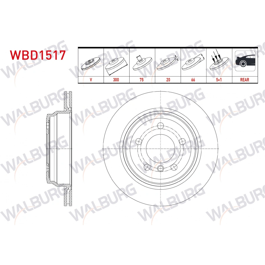 FREN DISKI ARKA HAVALI BMW 3 SERISI (F30) 320 D xDrive 5 BJN 300X20X75X66 2011-